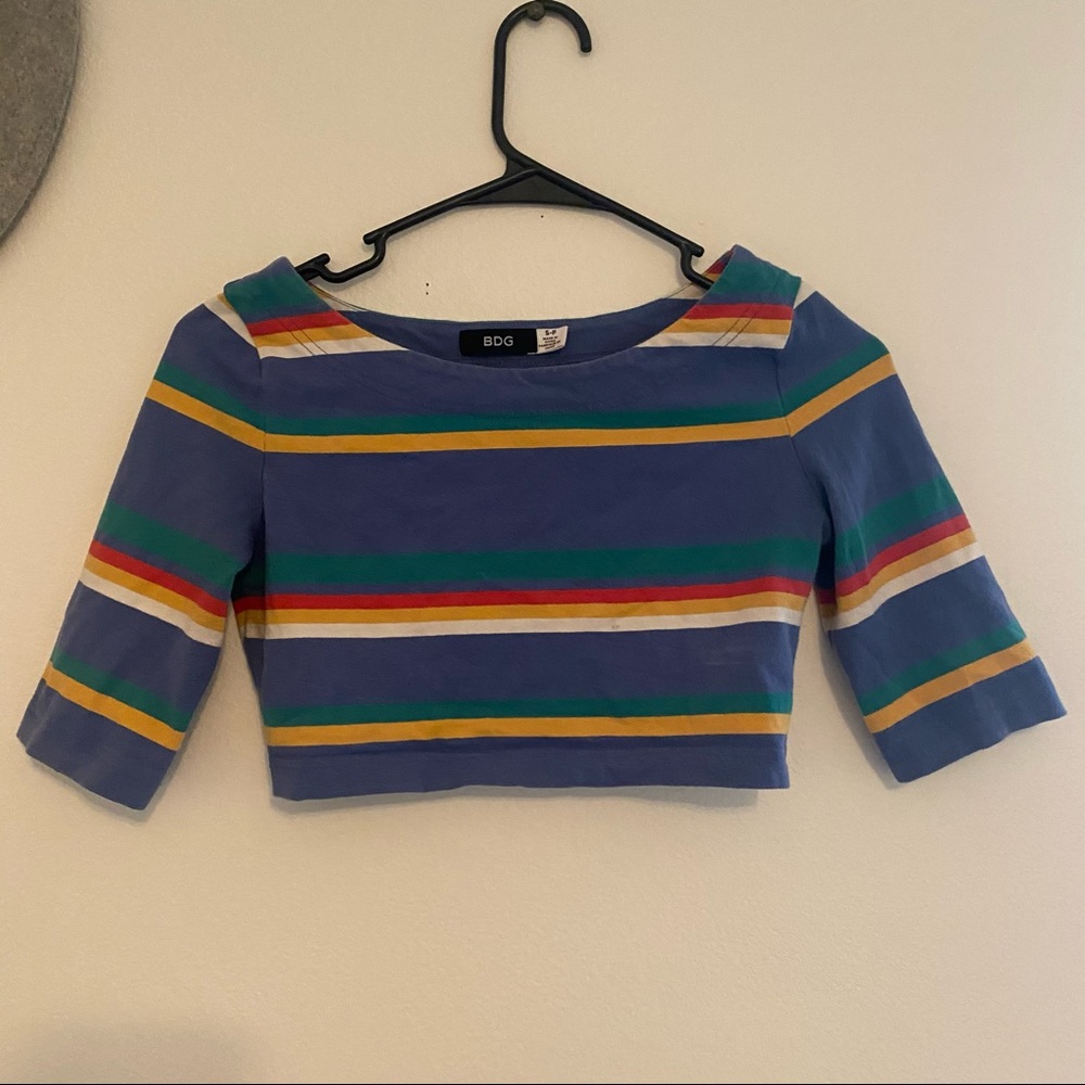 BDG Multi Color Striped Crop Top